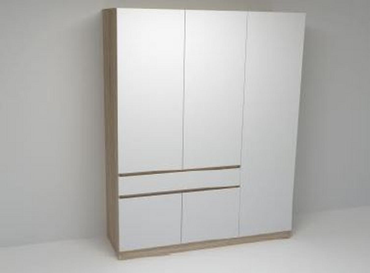 Dulap, 150/200/52 cm, alb, stejar Sonoma - stejar Sonoma/alb, Modern, material pe bază de lemn (150/200/52cm) - Carryhome