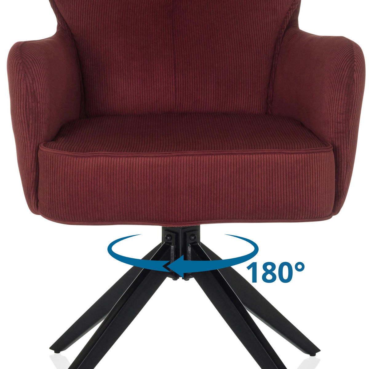 ARMLEHNSTUHL  in Cord  - Rot/Schwarz, MODERN, Textil/Metall (58/94/60cm) - MID.YOU