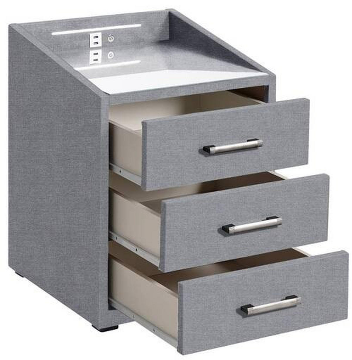 NACHTSCHRANK 47/61/46 cm  - Silberfarben/Grau, Basics, Holzwerkstoff/Kunststoff (47/61/46cm) - MID.YOU