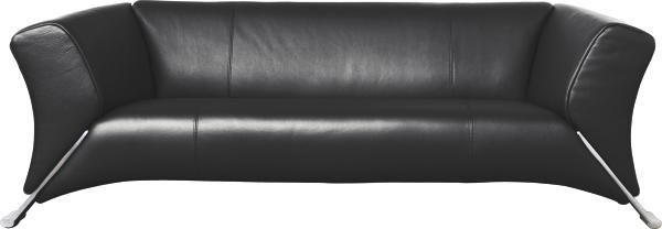 DREISITZER-SOFA Schwarz Echtleder - Alufarben/Schwarz, Design, Leder/Metall (210/73/91cm) - Rolf Benz