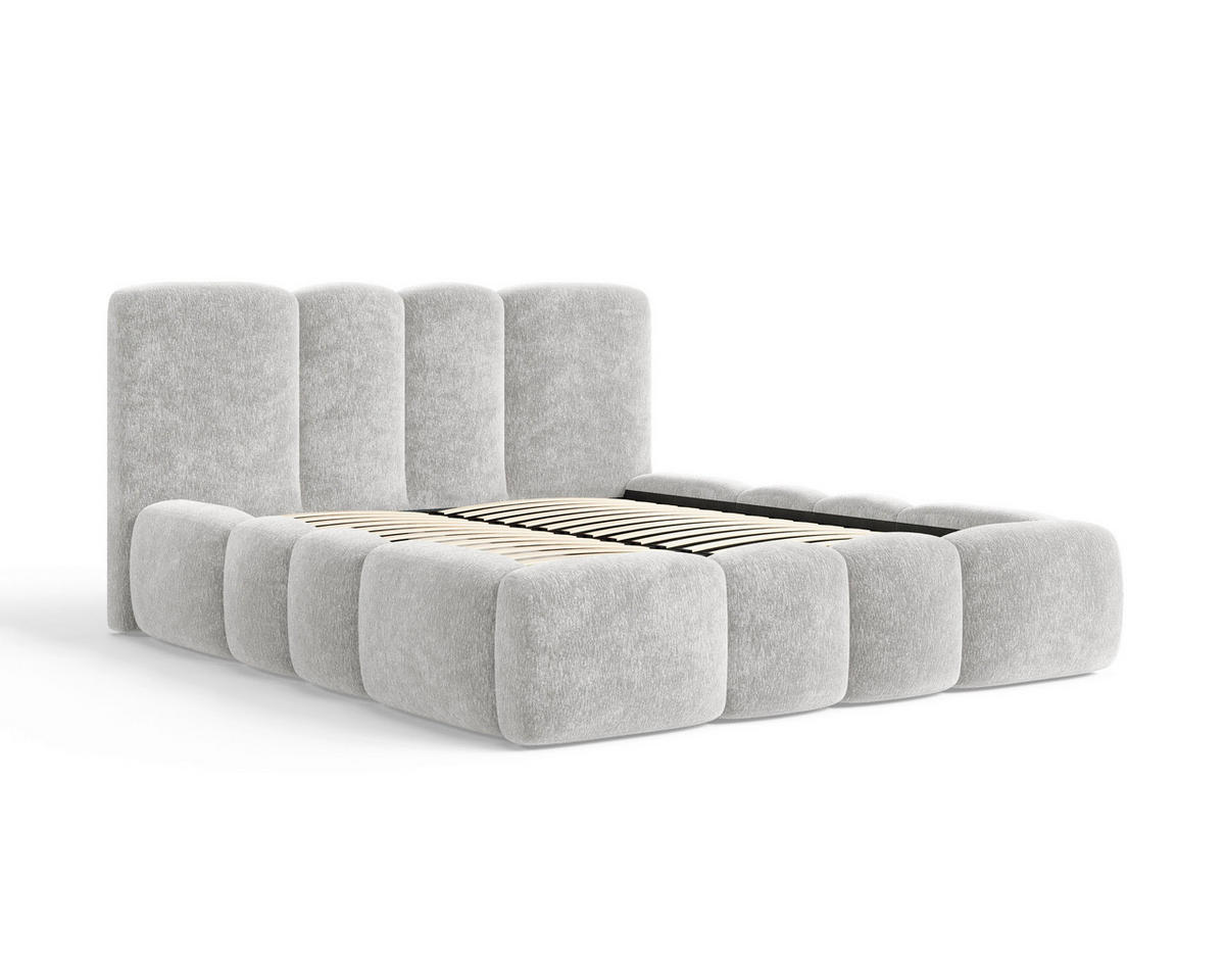 POLSTERBETT 160/200 cm,  in Grau, Lattenrost, Bettkasten,  - Schwarz/Grau, MODERN, Textil/Metall (160/200cm) - Livetastic
