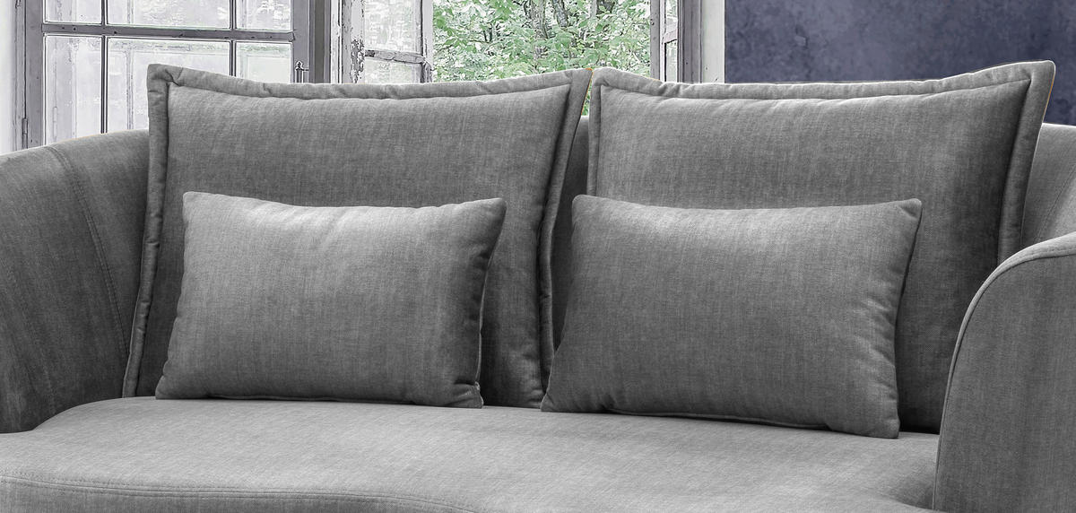 3-SITZER-SOFA in Velours Silberfarben  - Silberfarben/Schwarz, Modern, Textil/Metall (209/85/101cm) - Livetastic
