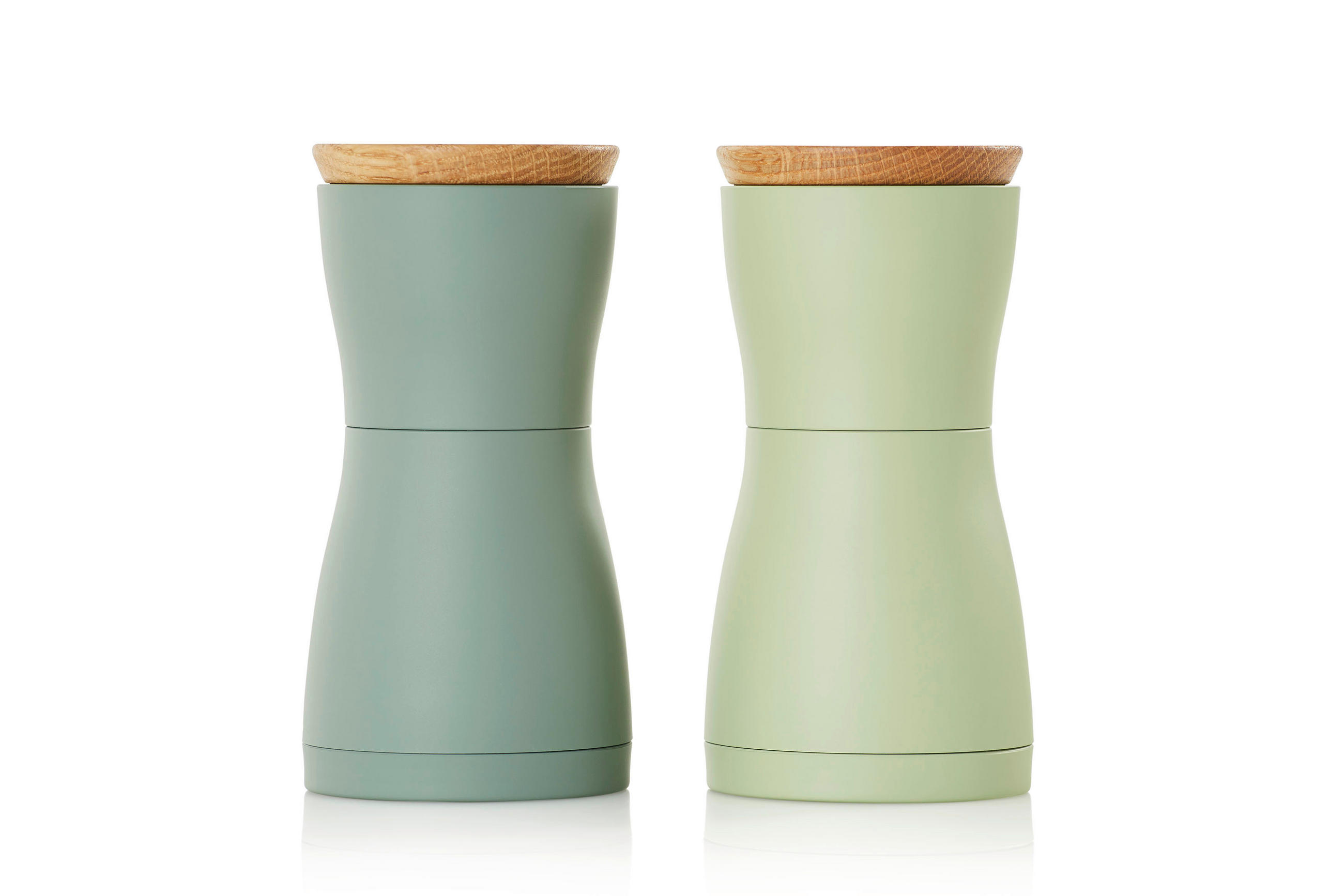 SALZ- UND PFEFFERMÜHLE TWIN  - Dunkelgrün/Hellgrün, Design, Keramik/Kunststoff (6,2/13,3cm) - AdHoc