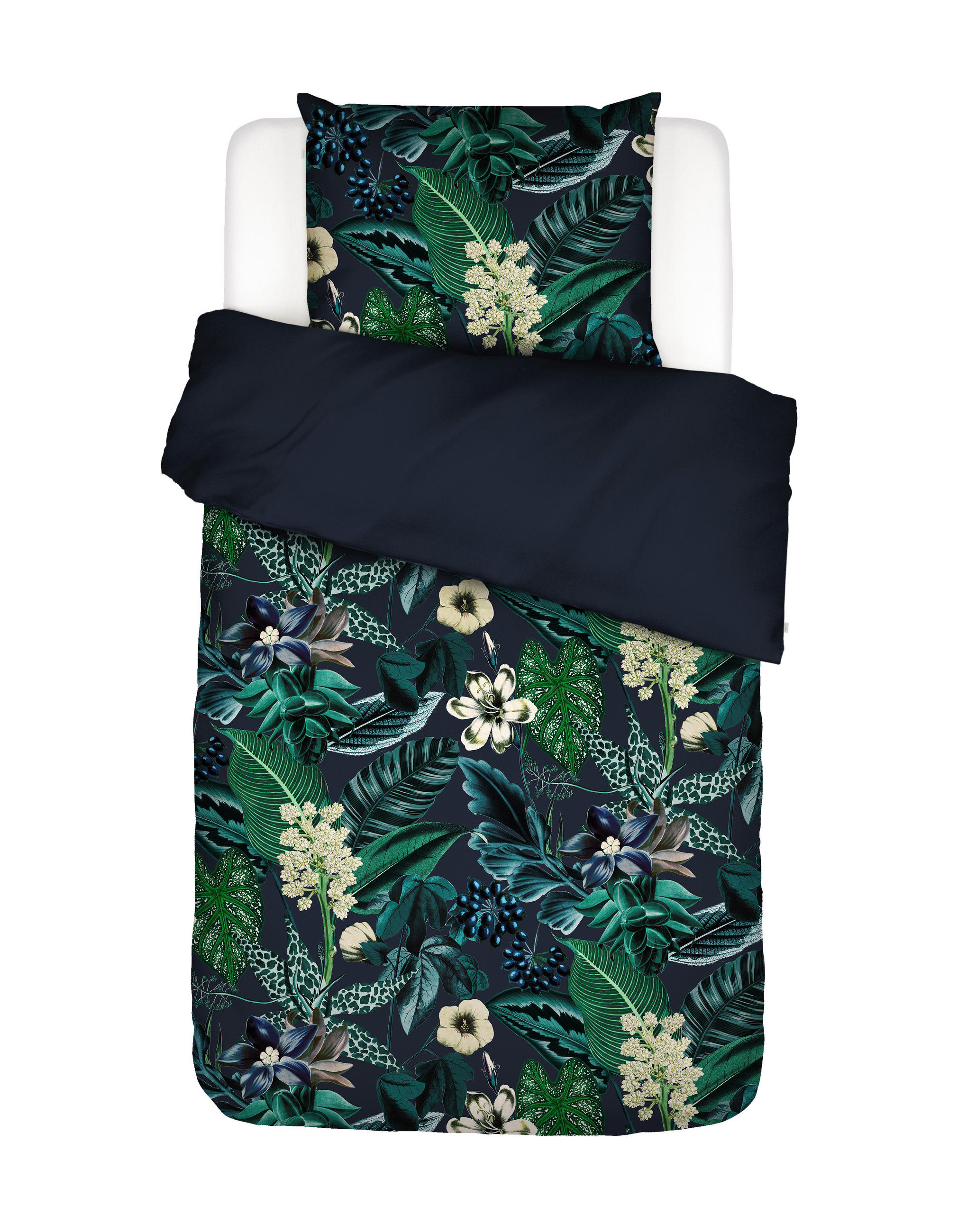 WENDEBETTWÄSCHE 2-teilig SS22 Satin  - Dunkelblau, KONVENTIONELL (155/220cm) - Essenza