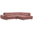 ECKSOFA in Webstoff Rosa  - Dunkelgrau/Silberfarben, Design, Textil/Metall (295/201cm) - Hom`in