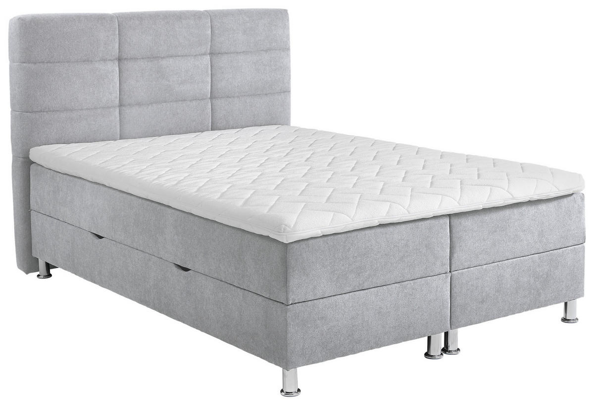 BOXBETT 160/200 cm  in Greige  - Chromfarben/Greige, KONVENTIONELL, Textil/Metall (160/200cm) - Carryhome