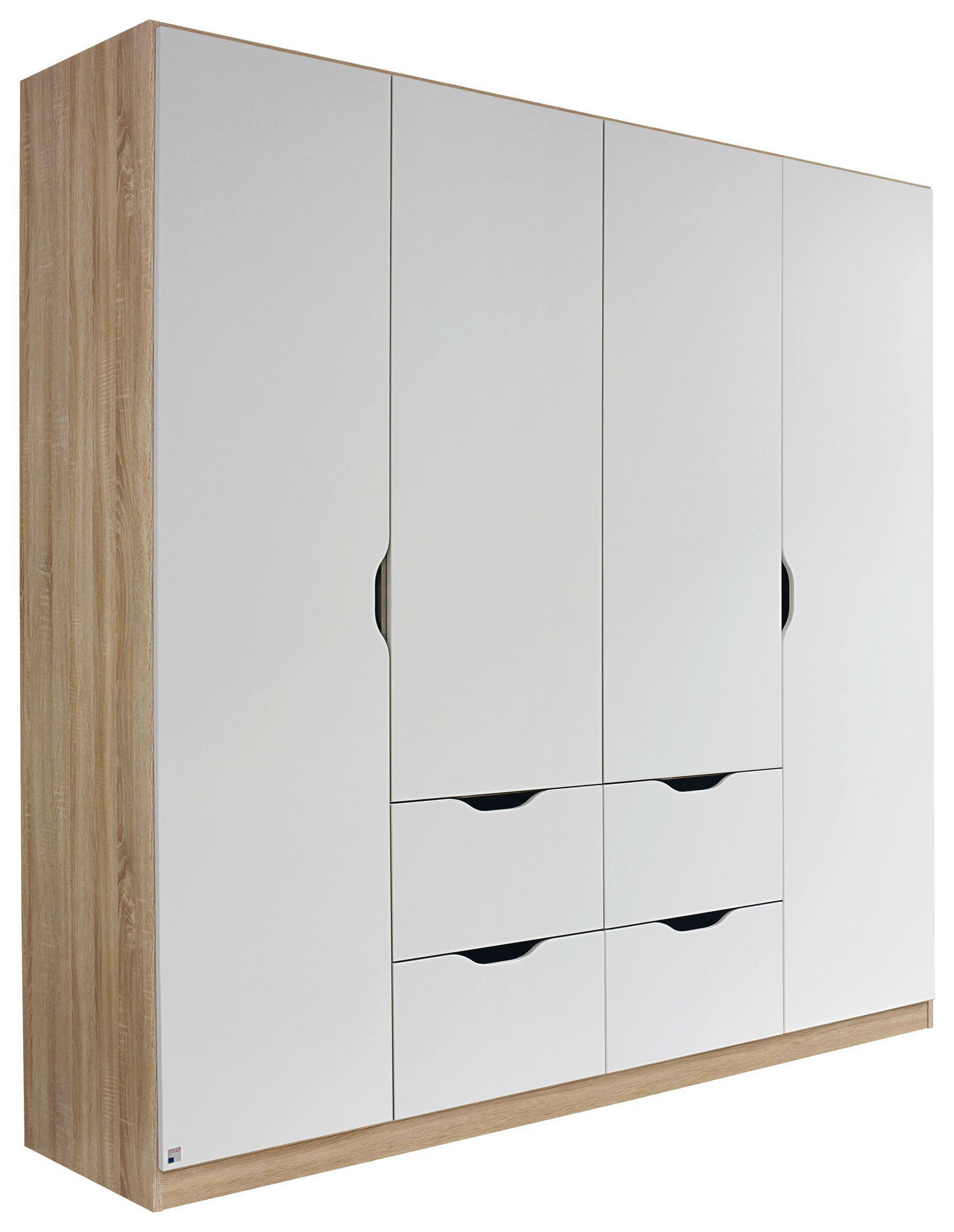 Kleiderschrank 4 Turig Weiss Eichefarben Kaufen 