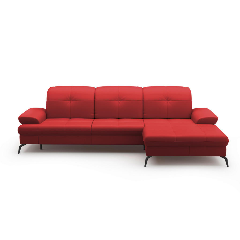 Thumbnail - Sit & More Ecksofa, Rot, Textil, Leder, Kombination Echtleder/Stoff, Nappaleder, 4,5-Sitzer, Ottomane rechts, L-Form, 27...