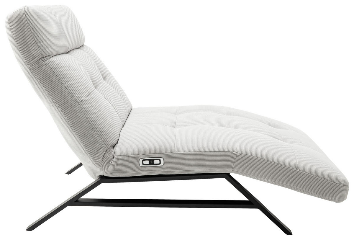 RELAXLIEGE in Cord Hellgrau  - Hellgrau/Schwarz, Design, Textil/Metall (120/54-113/158-198cm) - Pure Home Lifestyle