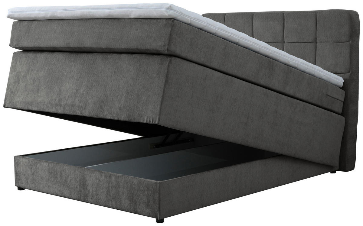 BOXSPRINGBETT 120/200 cm  in Anthrazit  - Anthrazit/Schwarz, Konventionell, Kunststoff/Textil (120/200cm) - Moderano