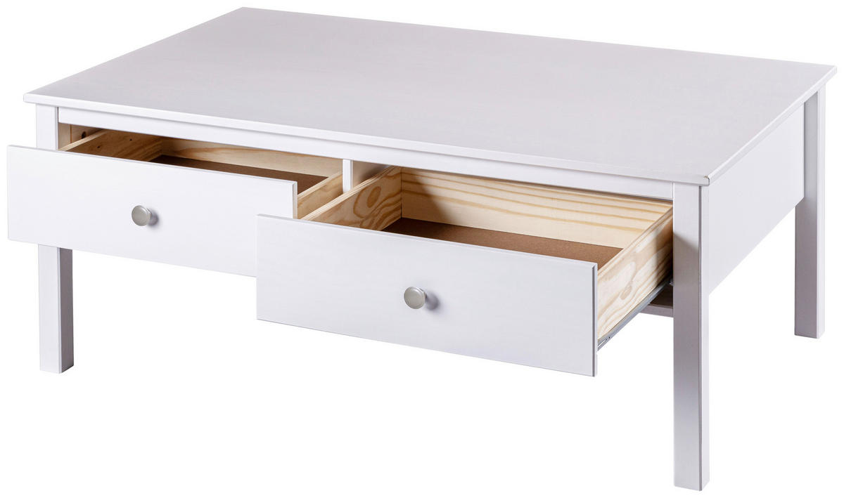 KLUBSKA MIZA, bela  - srebrne barve/bela, Design, kovina/les (110/70/47cm) - Livetastic