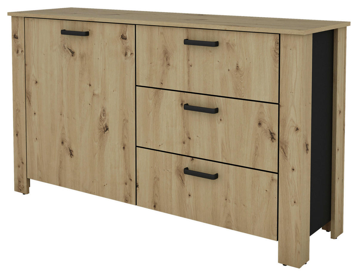 SIDEBOARD  in 140/84/40 cm  - Schwarz/Eiche Artisan, Design, Holzwerkstoff/Kunststoff (140/84/40cm) - MID.YOU