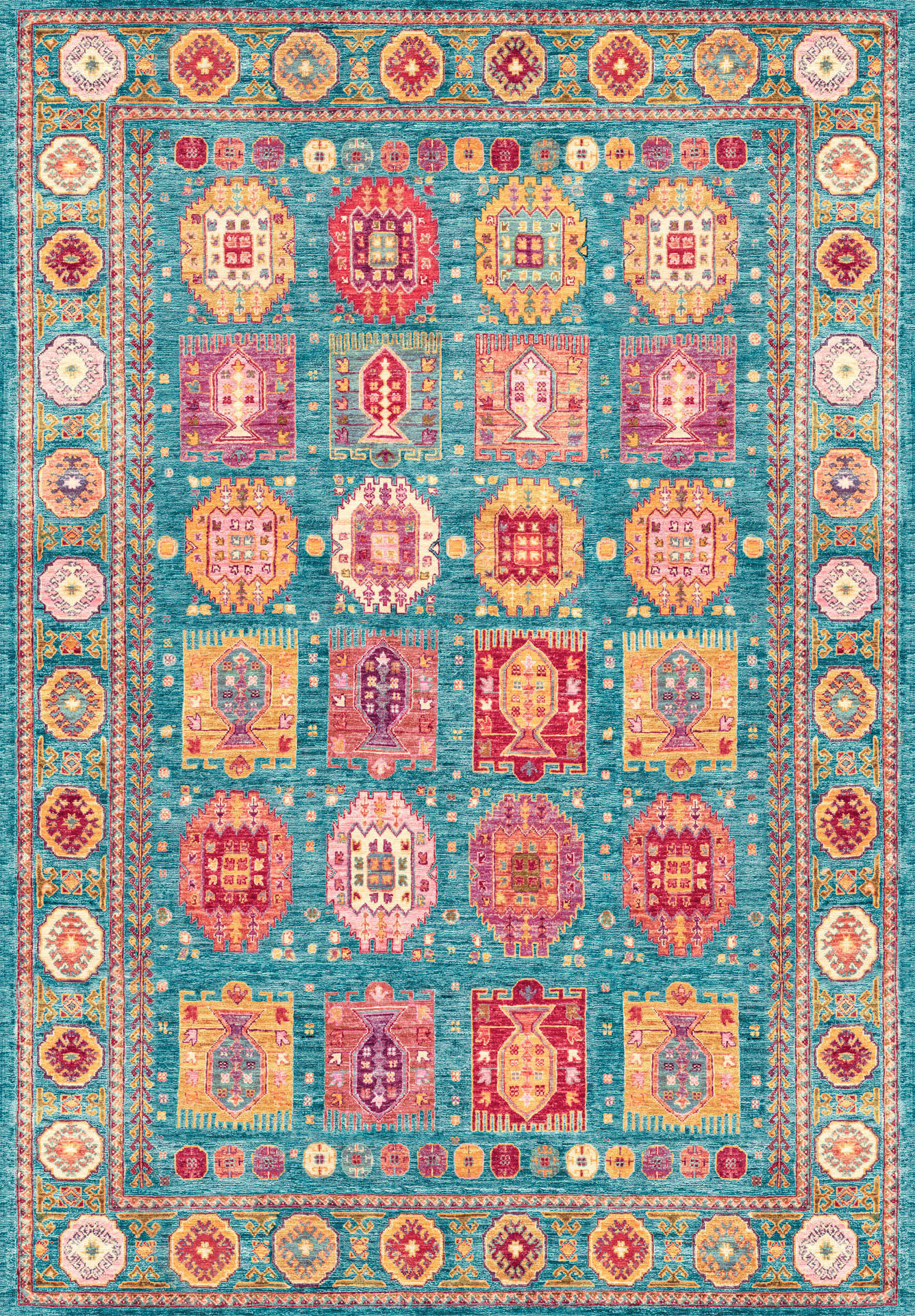VINTAGE-TEPPICH Cortea Zylar 160/230 cm  in Hellblau, Dunkelrosa, Elfenbein  - Elfenbein/Dunkelrosa, LIFESTYLE, Kunststoff/Textil (160/230cm) - Lindorug