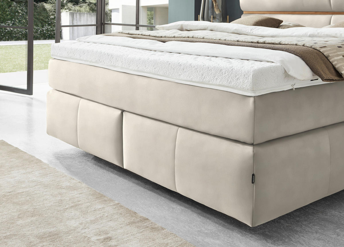 BOXSPRINGBETT 180/200 cm  in Eichefarben, Creme  - Eichefarben/Creme, Konventionell, Holz/Kunststoff (180/200cm) - Dieter Knoll