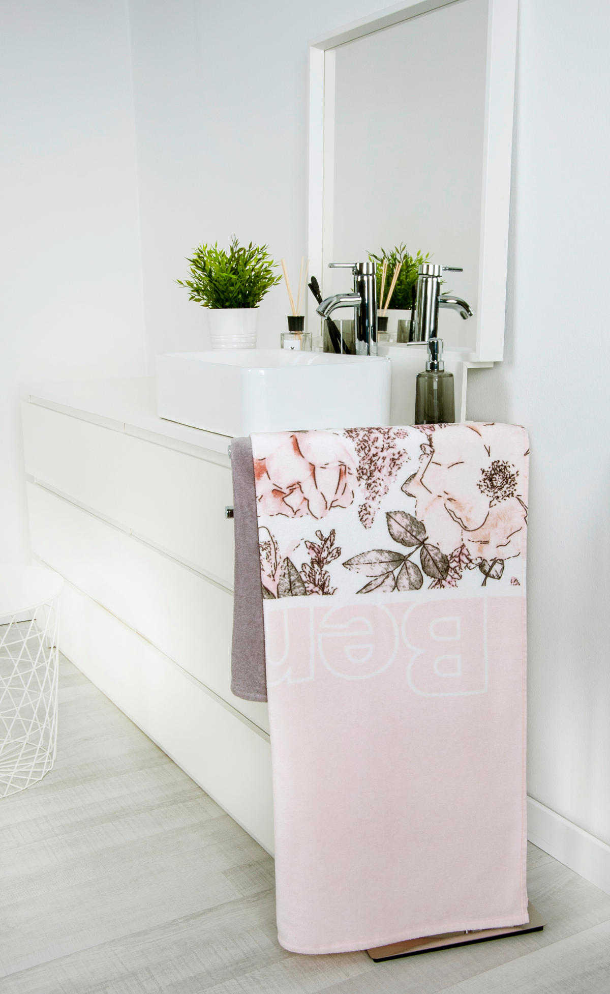 STRANDTUCH Multicolor, Rosa, Weiß, Beige 80/180 cm  - Beige/Multicolor, KONVENTIONELL, Textil (80/180cm) - Bench