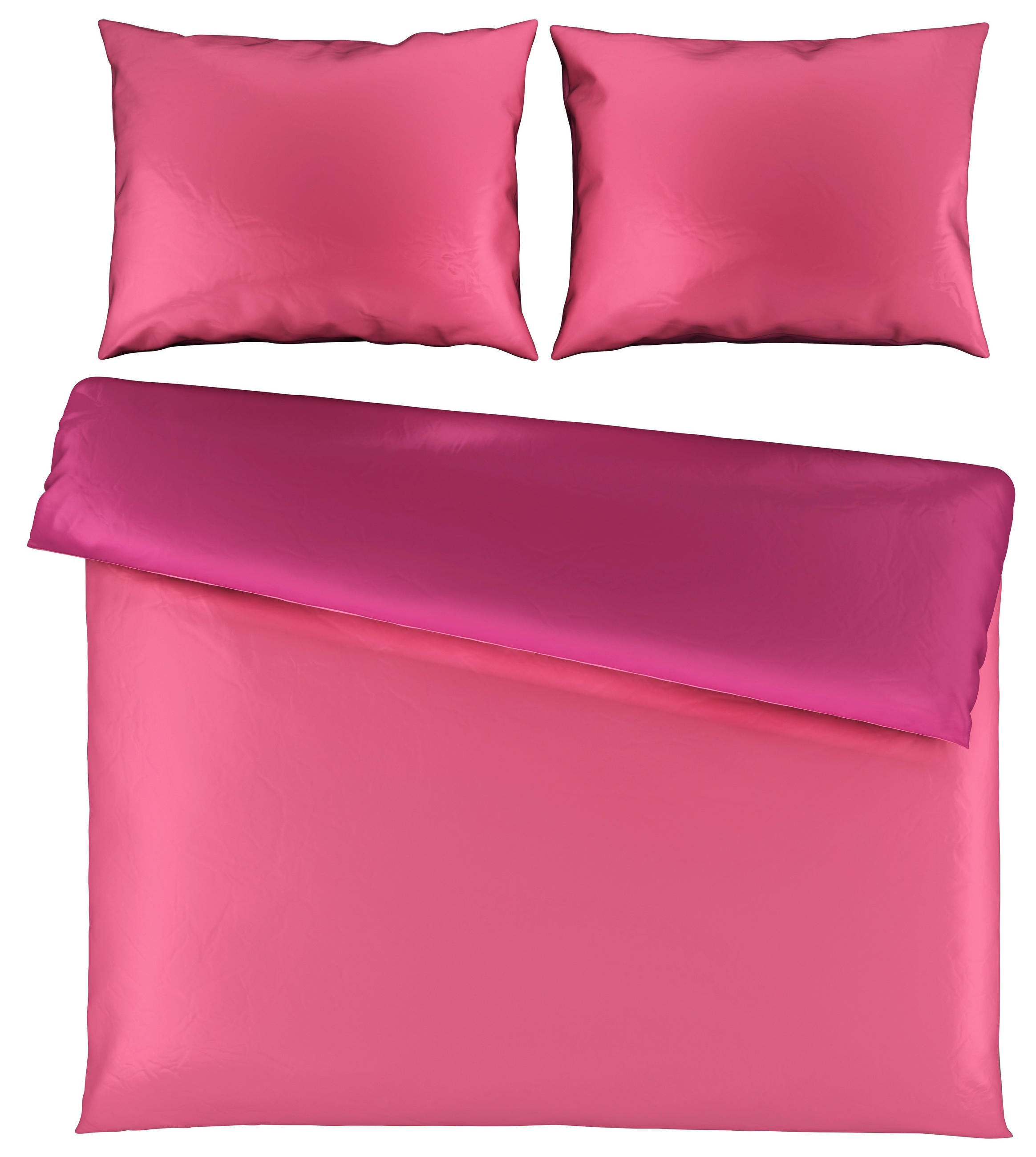 WENDEBETTWÄSCHE Uni Satin Satin 200/200 cm  - Pink/Beere, Basics, Textil (200/200cm) - Novel