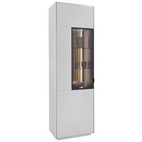 VITRINE Weiss, Eichefarben  60,8/198,6/40 cm  - Weiss/Eichefarben, Design, Glas/Holz (60,8/198,6/40cm) - Dieter Knoll