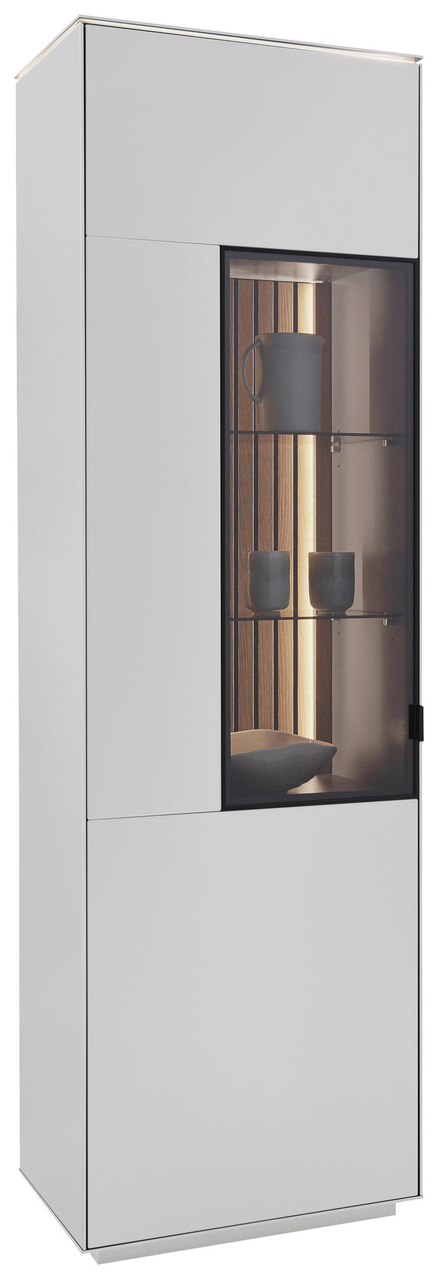 VITRINE Weiss, Eichefarben  60,8/198,6/40 cm  - Weiss/Eichefarben, Design, Glas/Holz (60,8/198,6/40cm) - Dieter Knoll