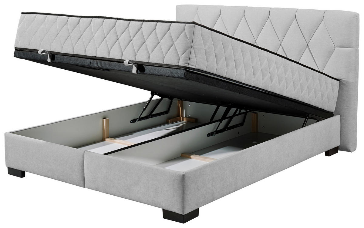 BOXBETT 160/200 cm  in Hellgrau  - Hellgrau/Schwarz, MODERN, Holzwerkstoff/Kunststoff (160/200cm) - MID.YOU