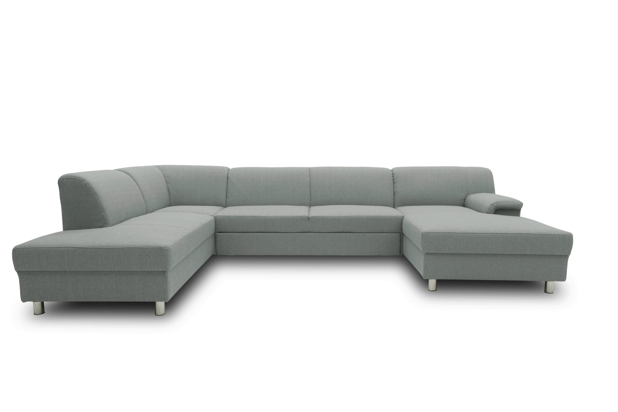 WOHNLANDSCHAFT Silberfarben Webstoff  - Chromfarben/Silberfarben, KONVENTIONELL, Textil/Metall (195/308/150cm) - MID.YOU