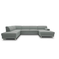 WOHNLANDSCHAFT Silberfarben Webstoff  - Chromfarben/Silberfarben, KONVENTIONELL, Textil/Metall (195/308/150cm) - MID.YOU