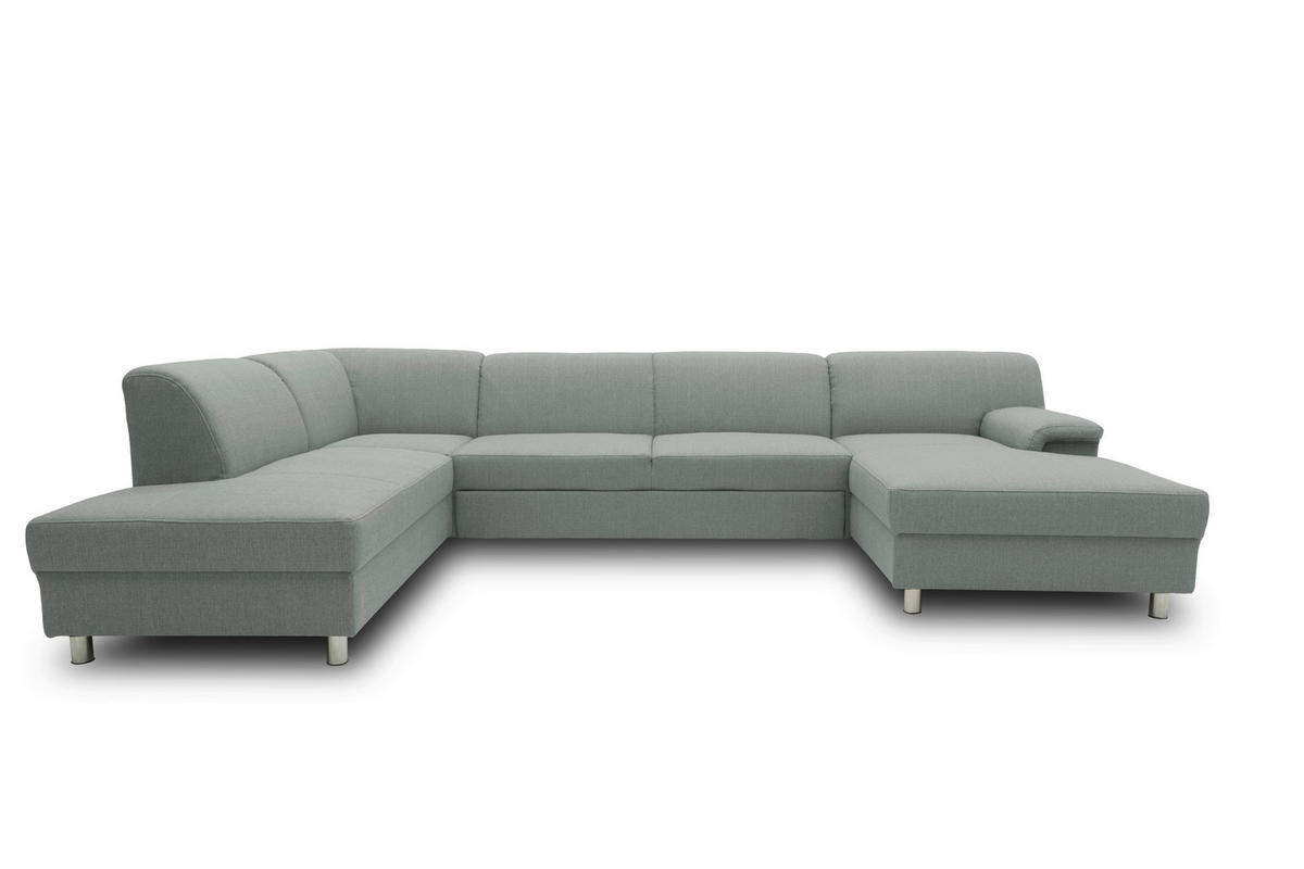 WOHNLANDSCHAFT Silberfarben Webstoff  - Chromfarben/Silberfarben, KONVENTIONELL, Textil/Metall (195/308/150cm) - MID.YOU