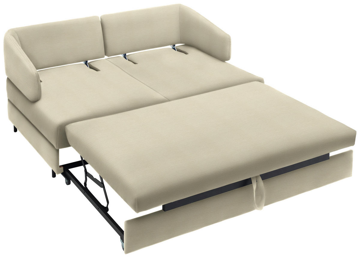 SCHLAFSOFA in Textil Creme  - Creme/Schwarz, Design, Textil/Metall (172/76-89/112-120cm) - Bali
