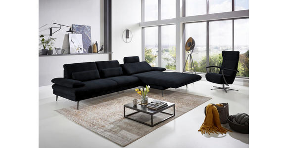 ECKSOFA in Chenille Schwarz  - Schwarz, Design, Textil/Metall (310/180cm) - Dieter Knoll