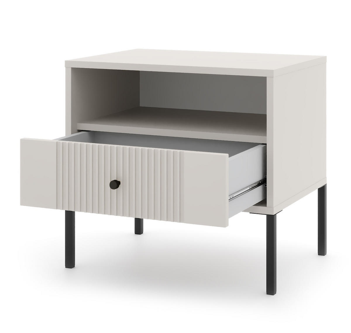 NACHTSCHRANK 54/39/50,5 cm  - Kaschmir/Schwarz, Design, Holzwerkstoff/Metall (54/39/50,5cm) - Boxxx