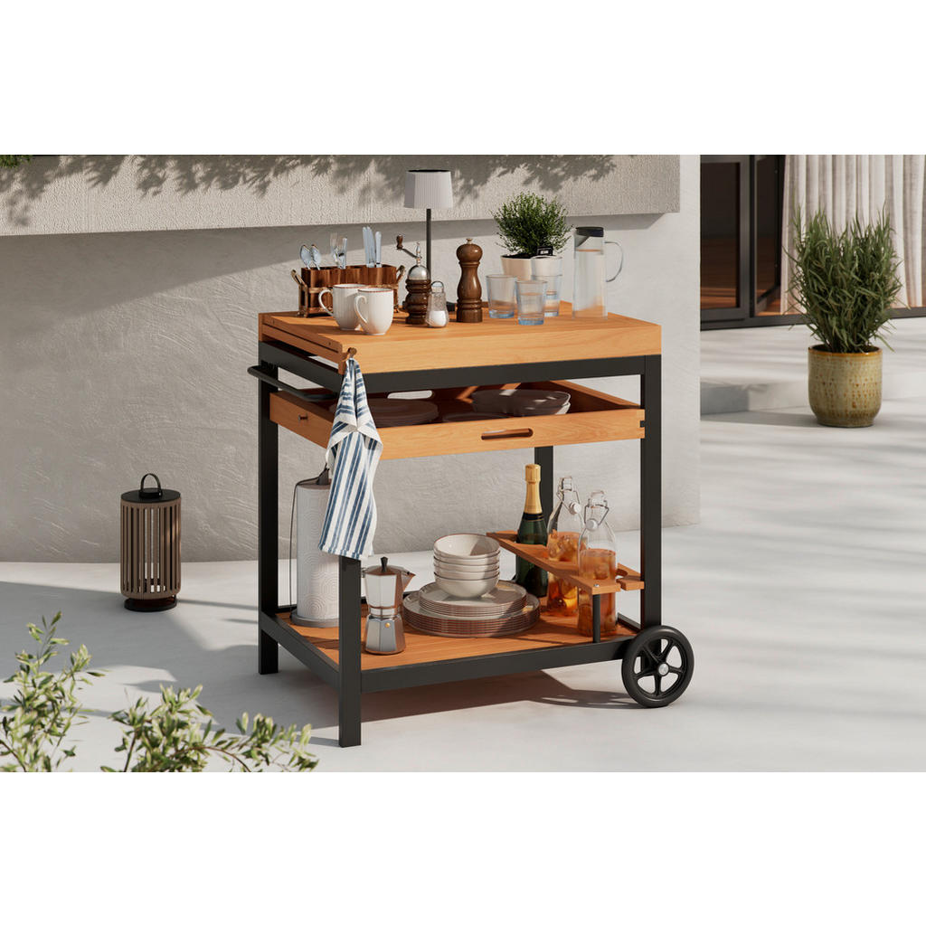 Ambia Garden ZÁHRADNÝ SERVÍROVACÍ VOZÍK, drevo, kov, 73/80/50 cm