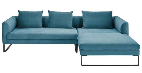 ECKSOFA  in Cord Petrol  284/178 cm  - Petrol/Schwarz, KONVENTIONELL, Textil/Metall (284/178cm) - Hom`in
