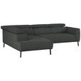 ECKSOFA in Chenille Dunkelgrau 205/280 cm - Dunkelgrau/Schwarz, Design, Textil/Metall (205/280cm) - Xora