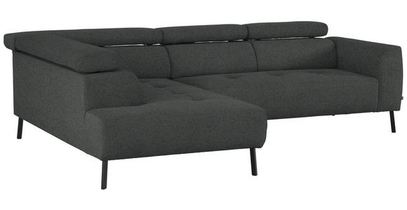 ECKSOFA in Chenille Dunkelgrau 205/280 cm - Dunkelgrau/Schwarz, Design, Textil/Metall (205/280cm) - Xora