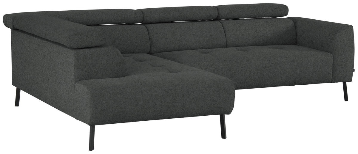 ECKSOFA in Chenille Dunkelgrau  205/280 cm  - Dunkelgrau/Schwarz, Design, Textil/Metall (205/280cm) - Xora