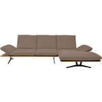 ECKSOFA in Flachgewebe Hellbraun  - Hellbraun/Schwarz, Design, Holz/Textil (314/159cm) - Dieter Knoll