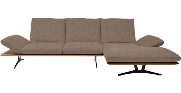 ECKSOFA in Flachgewebe Hellbraun 314/159 cm - Hellbraun/Schwarz, Design, Holz/Textil (314/159cm) - Dieter Knoll
