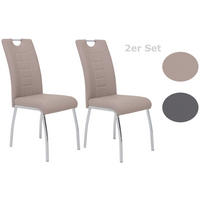 STUHL-SET 2 Stück  in Stahl Lederlook  - Chromfarben/Weiß, MODERN, Textil/Metall (43/100/64cm) - MID.YOU