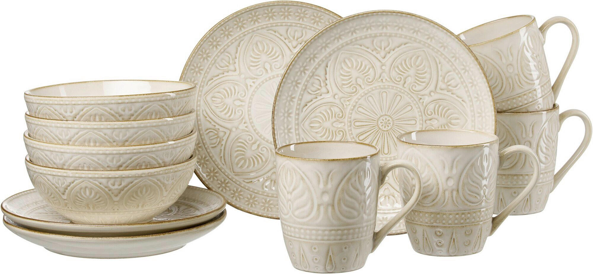 FRÜHSTÜCKSSET Creme Omara  - Creme, Keramik (36/25/20cm) - Ritzenhoff Breker
