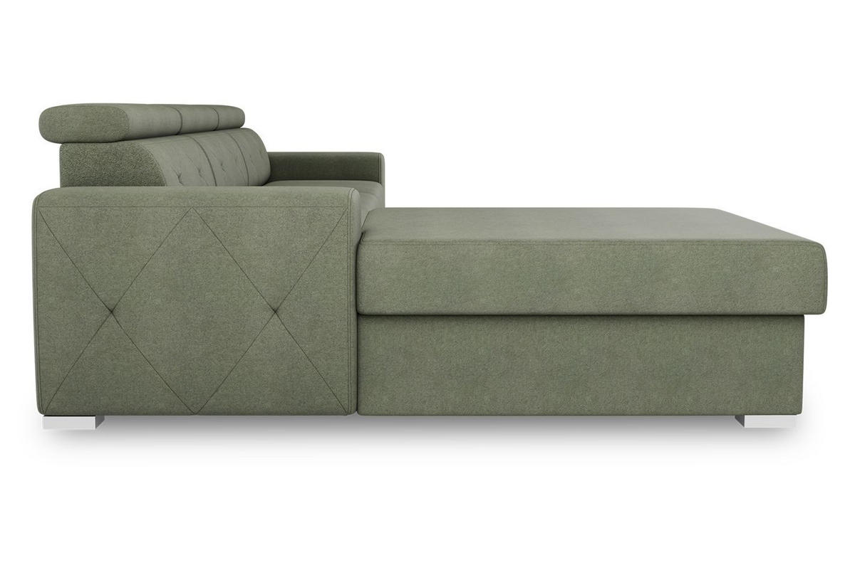 ECKSCHLAFSOFA Olivgrün Velours  - Silberfarben/Olivgrün, Design, Textil (195/296cm) - MID.YOU