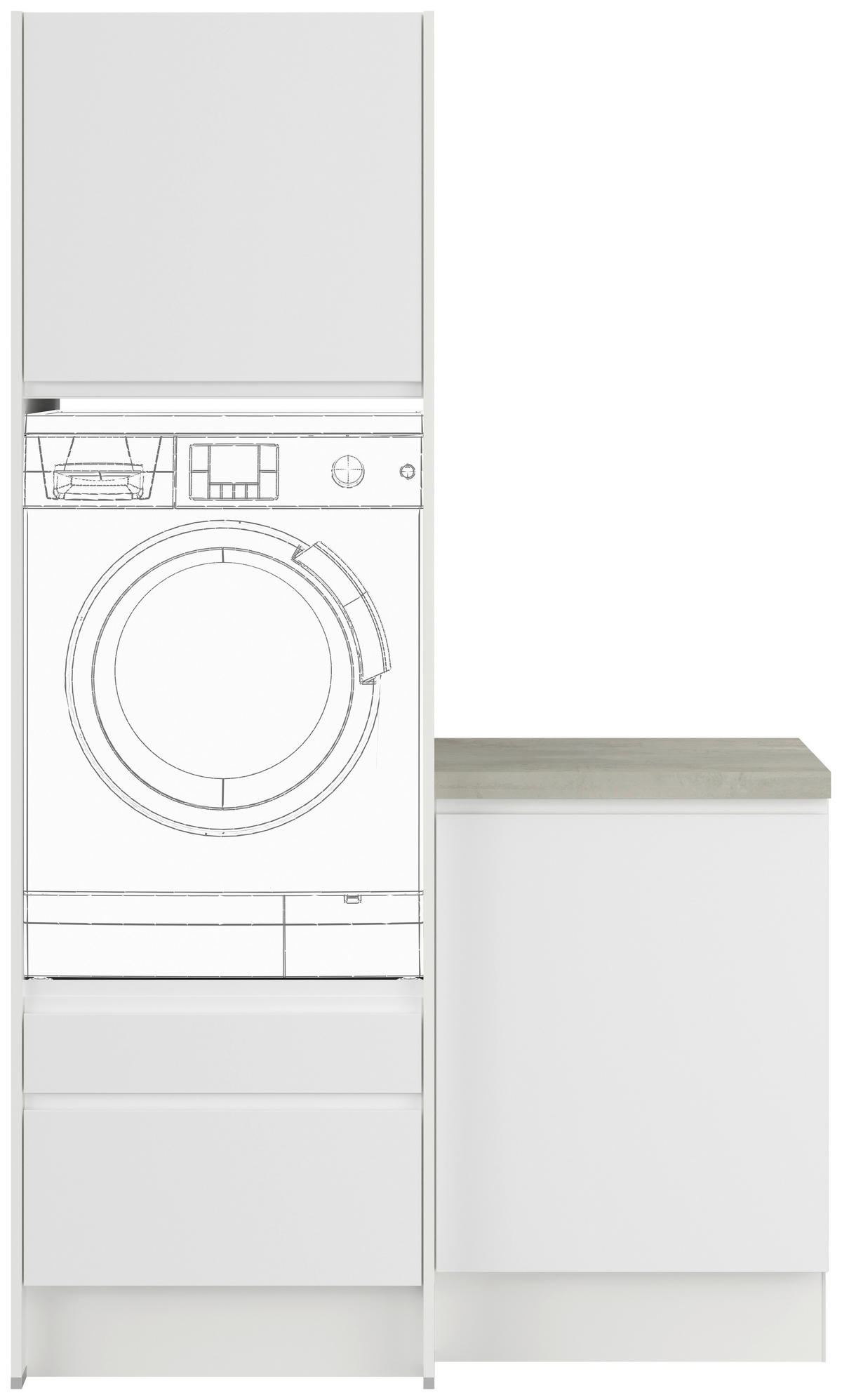 WASCHMASCHINENSCHRANK 123/206,2/58 cm  in Weiß  - Weiß, Basics, Holzwerkstoff (123/206,2/58cm) - Impuls