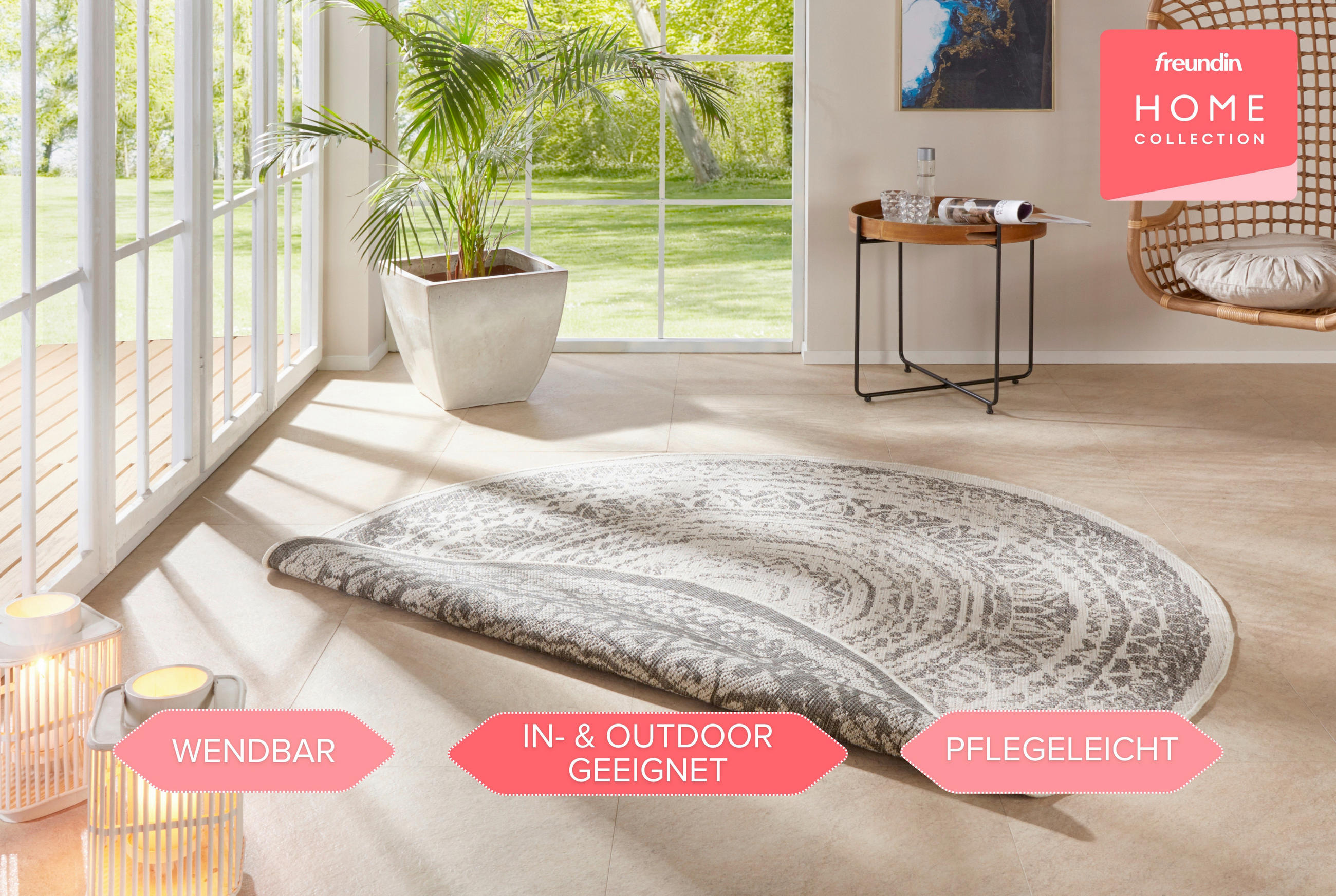 FLACHWEBETEPPICH 200 cm Nora Creme, Grau  - Creme/Grau, Design, Kunststoff (200cm)