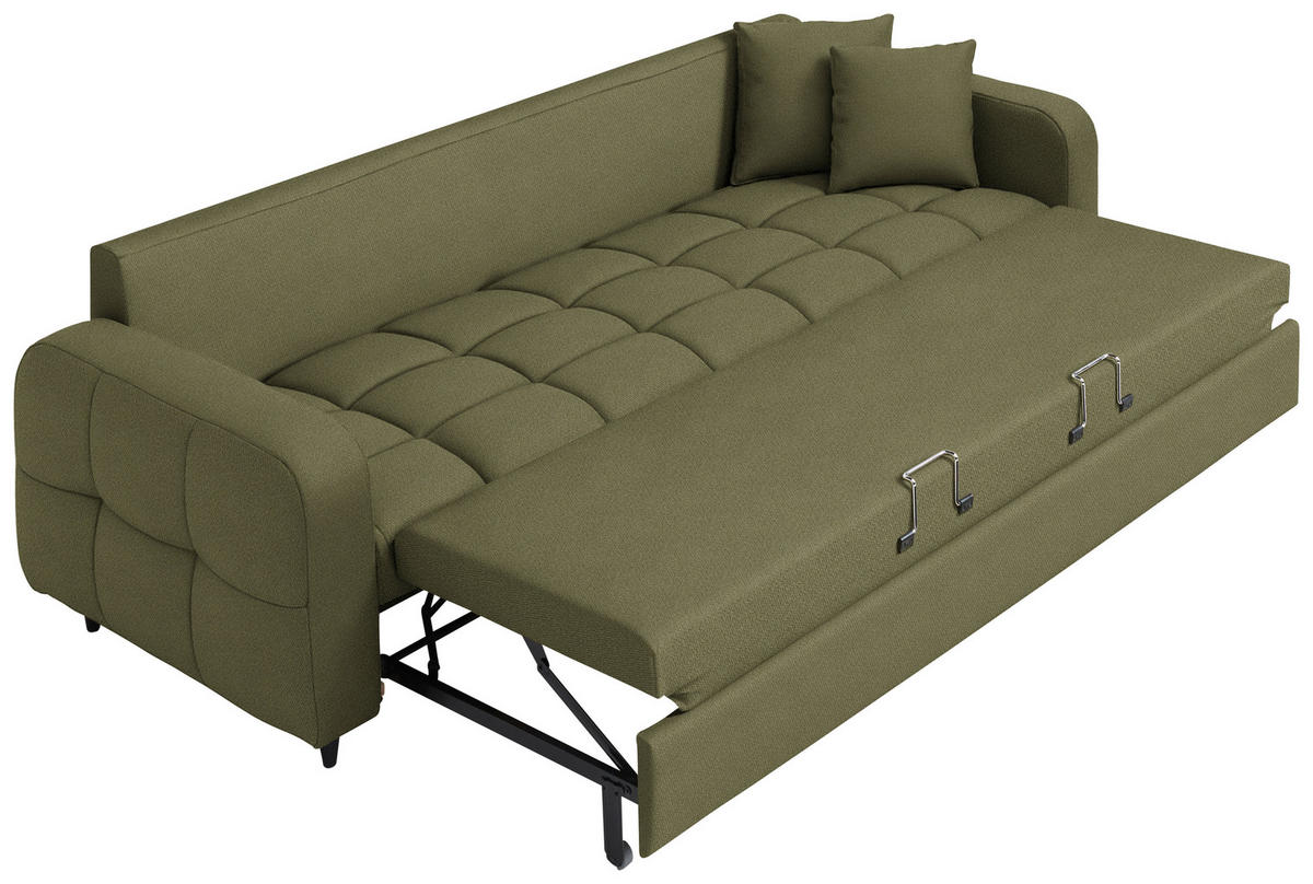 SCHLAFSOFA  in Webstoff Grün  - Schwarz/Grün, Design, Holz/Textil (236/88/101cm) - Lomoco