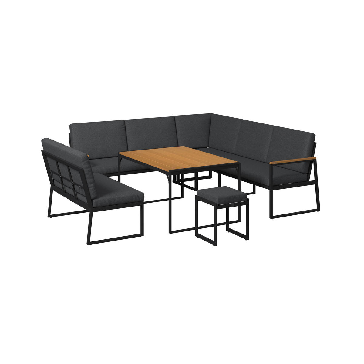 DINING-LOUNGESET Eisen  - Anthrazit/Naturfarben, MODERN, Kunststoff/Textil (230/80/230cm) - Ambia Garden
