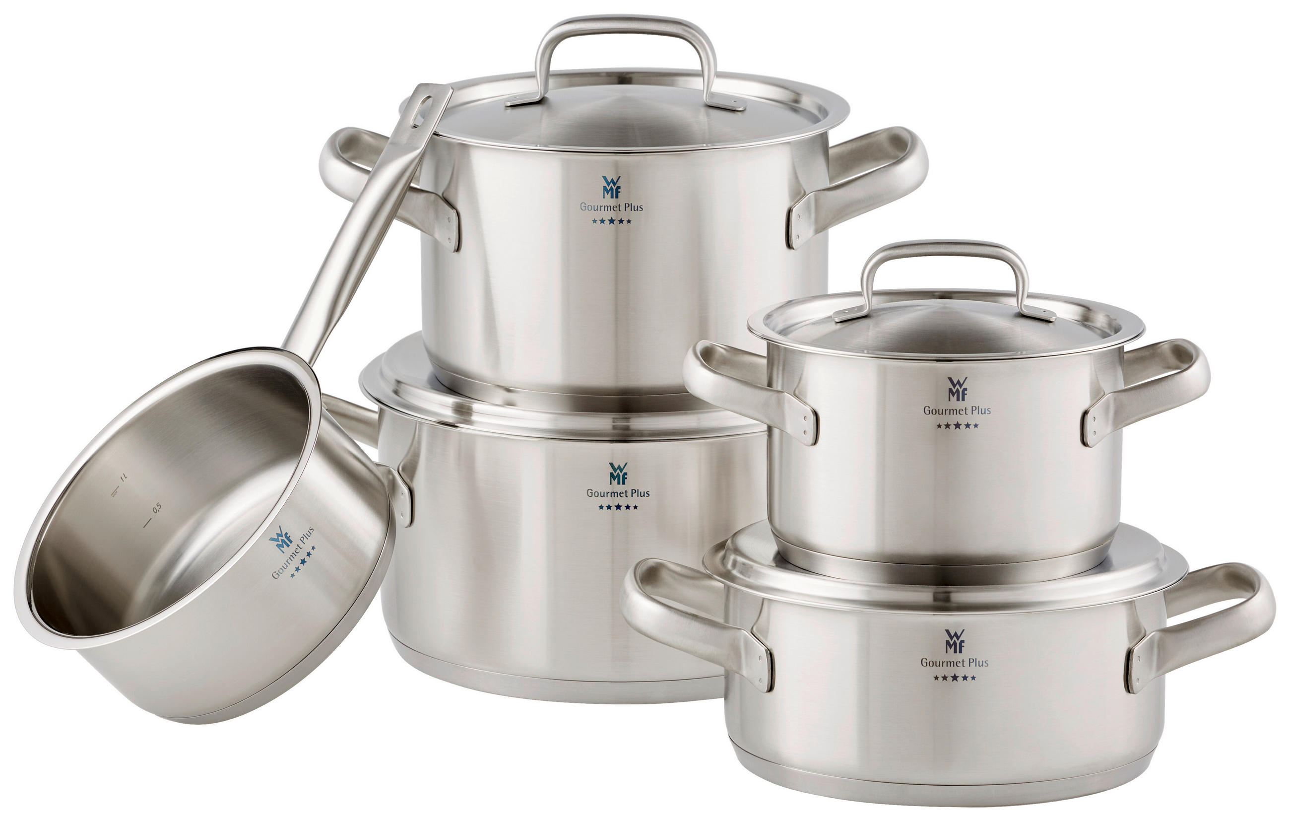 KOCHTOPFSET Gourmet Plus 5-teilig  - Edelstahlfarben, Design, Metall - WMF