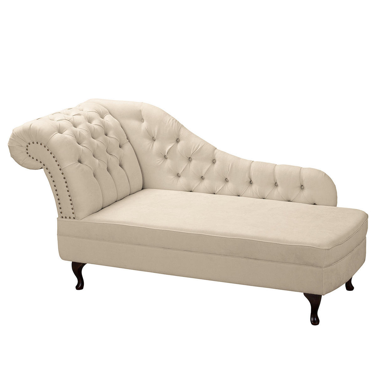 RÉCAMIERE Mikrofaser Creme  - Creme/Braun, Design, Holz/Textil (185/93/75cm) - Livetastic