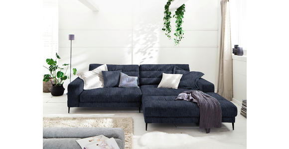 ECKSOFA in Flachgewebe Dunkelblau  - Schwarz/Dunkelblau, Design, Textil/Metall (296/207cm) - Dieter Knoll