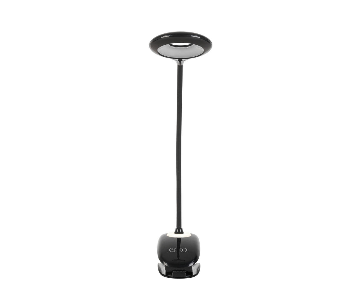 LED LAMPA SO ŠTIPCOM, dotykový stmievač, 42/11/12 cm - čierna, Basics, plast (42/11/12cm) - Boxxx