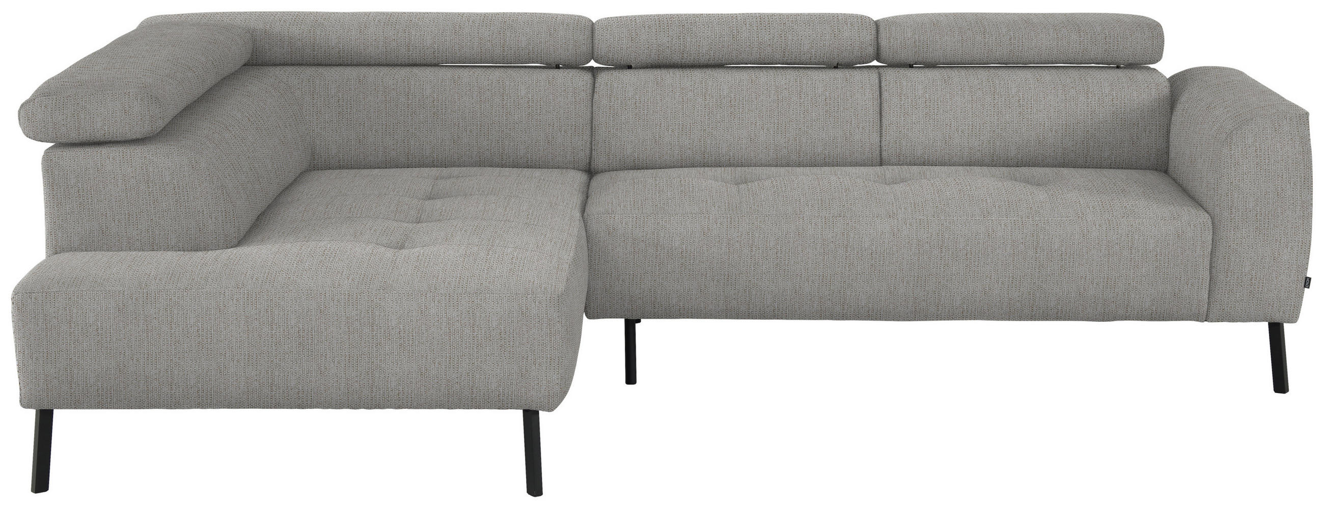ECKSOFA in Webstoff Beige  - Beige/Schwarz, Design, Textil/Metall (205/280cm) - MID.YOU
