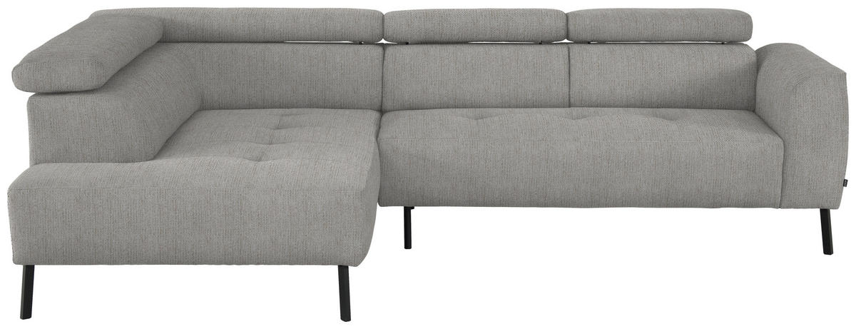 ECKSOFA in Webstoff Beige  - Beige/Schwarz, Design, Textil/Metall (205/280cm) - MID.YOU