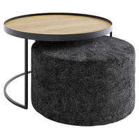 COUCHTISCHSET in Holz 50/50/39 cm  - Eichefarben/Schwarz, Design, Holz/Textil (50/50/39cm) - Novel